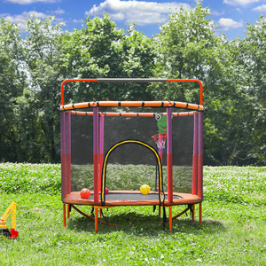 Trampol&iacute;n ovalado duradero para ni&ntilde;os con red de seguridad