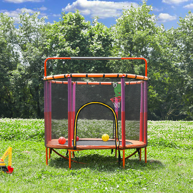 Trampol&iacute;n ovalado duradero para ni&ntilde;os con red de seguridad