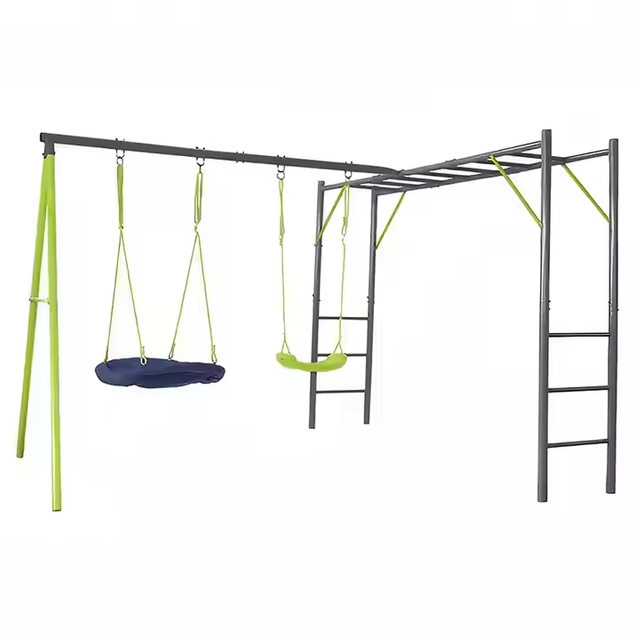 Parque infantil exterior Monkey Bar verde y azul