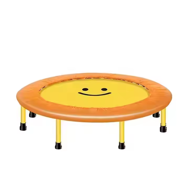 Trampol&iacute;n de fitness para ni&ntilde;os con sonrisa amarilla para uso en interiores