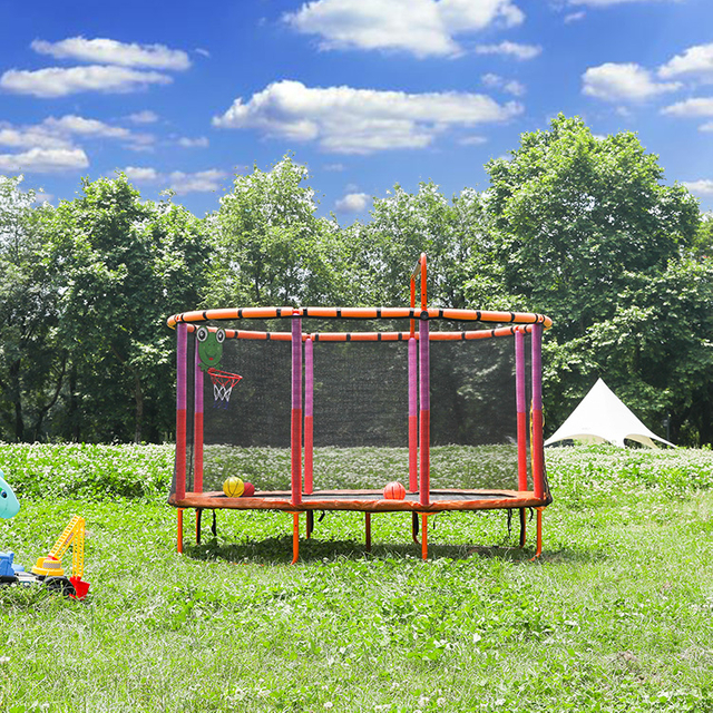 Trampol&iacute;n ovalado duradero para ni&ntilde;os con red de seguridad