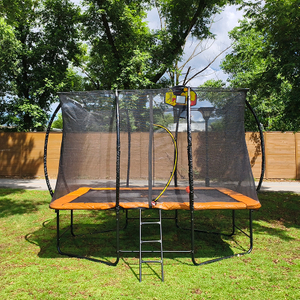 Trampol&iacute;n exterior rectangular naranja U-Leg con red de seguridad
