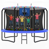 Trampol&iacute;n al aire libre de lujo en forma de 7 con aro de baloncesto con luces LED