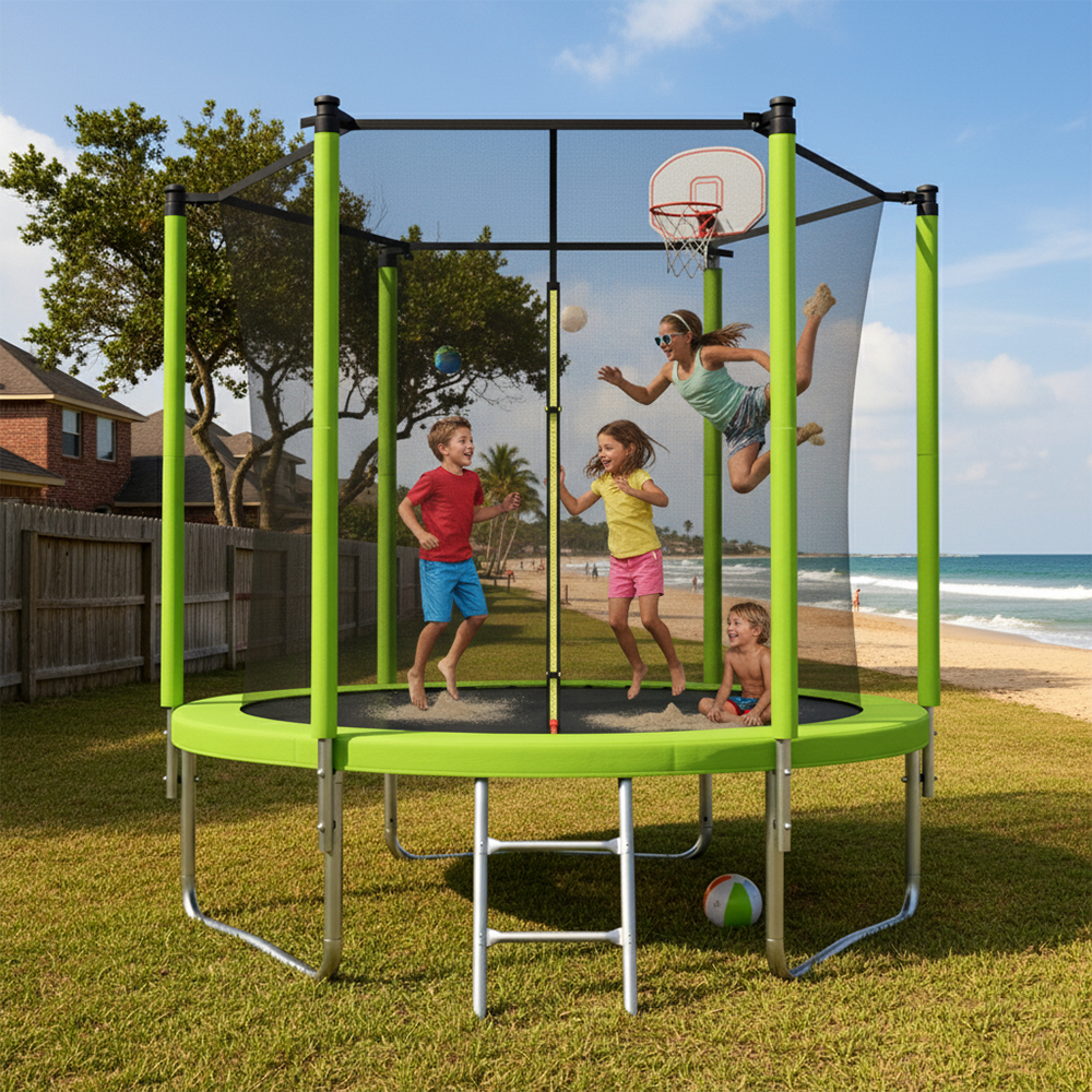 Seguridad y configuraci&oacute;n del trampol&iacute;n al aire libre