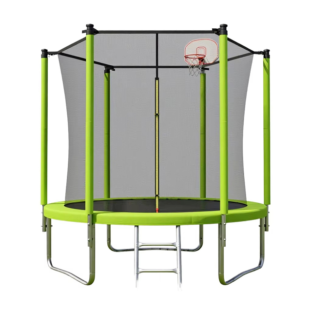 Trampol&iacute;n redondo al aire libre con red de seguridad para aro de baloncesto