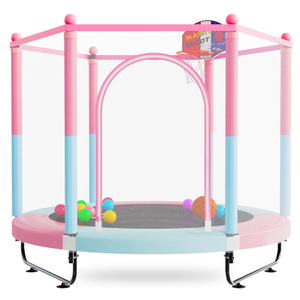 Trampol&iacute;n para ni&ntilde;os 3 en 1 de 60 pulgadas con piscina de bolas de aro de baloncesto